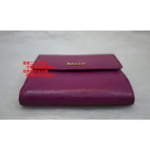 ☆優買二手精品名牌店☆ BALLY 全皮 紫紅色 零錢袋 相片 多卡 發財 皮夾 短夾 女夾 激新I