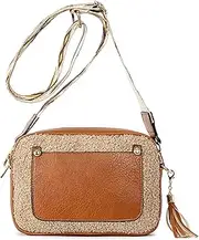 [Herald] Fleece Small Crossbody Bag for Women, Sherpa Fuzzy Camera Side Shoulder Purse Handbag with Wide Strap & Tassel