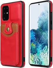 [YOGISU] Flip Leather Phone Case for Samsung S21 Ultra S20 FE S10 Plus Wallet Card Kickstand Back Cover for Galaxy Note 20 10, Red, S