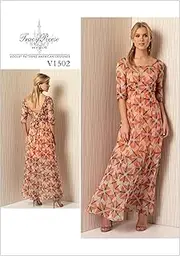 [VOGUE PATTERNS] V1502A50 Misses' Dress with Back-V, Inset and Ties Sewing Pattern, 6-8-10-12-14, Orange