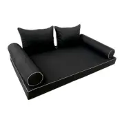 Style4 5PC ContrastPipe Daybed Mattress Bolster Pillow Cover Only TwinSize