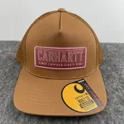 CARHARTT Flexfit 110 Brown Rugged Flex Canvas Mesh-Back Patch Snapback Cap NEW
