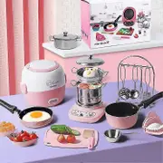 Mini kitchen full set cooking girls kitchenware set children\u0027s real cooking toys Champagne powder
