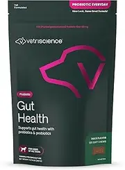 VetriScience Gut Health Chews, Probiotic Everyday Digestive Supplement for Dogs, Digestion Support, Gas & Diarrhea, Immune Support, 1 Billion CFU Per Chew, Duck, 120 Count