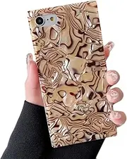 COCOMII - Square Case Compatible with iPhone SE 2022/2020/8/7 - Opalescent Pearl, Glitter Sparkle, Glossy, Women Girls Men, Rectangle Phone Case for iPhone SE 2022/2020/8/7 4.7 inch, Caramel