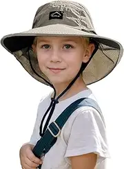 [FEOYA] Kids Sun Hats Wide Brim Sun Hat Neck Flap Boys Girls Sun Protection Hat Breathable Summer Peaked Cap for Beach Fishing