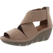 Clarks Womens Clarene Glamor Nubuck Ankle Casual Wedge Sandals Shoes BHFO 6933