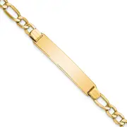 7 Inch 14K Polished Semi-Solid Figaro Id Bracelet