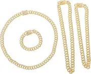 [EXAOMBLE] Rhinestones Link Chain Necklaces Bracelet for Women Men Jewelry Fashion