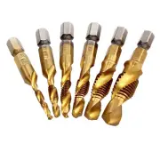 6PCS M3-M10 Drill Spiral Tap Bits HSS 1/4'' Hex Shank Metric Thread Cutter Set