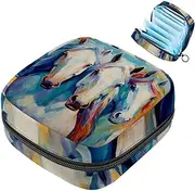 Period Bag,Sanitary Napkin Storage Bag,Abstract Art Colorful Horse,Tampon Holder for Purse