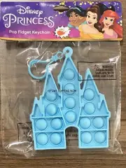 Disney Princess Castle Push Pop Bubble Fidget Blue Silicone Sensory Keychain New