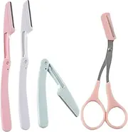 4Pcs Eyebrow Razor Set,Face Razors for Women,Eyebrow Trimmer Portable Eyebrow Face Razors Dermaplaning Blades for Face,Facial Hair Peach Fuzz Remover for Helps Exfoliate and Smooth the Skin