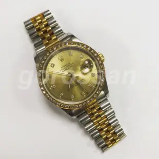 ROLEX 勞力士 16233 經典十鑽面 蠔式系列 男士腕錶 Datejust 18K K金 黃金 半金 五銖鏈 錶扣