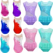 Girls Sequins Gymnastics Leotard Ballet Dance Training Workout Unitards Costumes