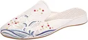 GHAKKE Women's Retro Ethnic Style Floral Embroidered Mule Shoes Fashion Pointed-Toe Comfort Lightweight Slippers Chinese Style Traditional Hanfu Cheongsam Flat Shoes(6) Beige