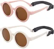 [COASION] Baby Polarized Round Sunglasses Flexible Rubber Shades with Strap for Toddler Newborn Infant Ages 0-24 Months
