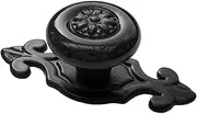 12Pcs Vintage Ceramic Cabinet Knobs Handles Pulls Ymaiss for Kitchen Cabinets Cupboard Bathroom Dresser Wardrobe Closet Decoration Pulls (Black)