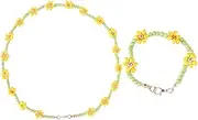 [Yardenfun] Unique Girls Jewelry Set 2pcs Necklace and Bracelet Beads Acrylic Charm Jewelry for Party and Daily Wear