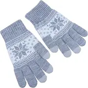 [FRCOLOR] Snowflake Design 1 Pair Touch Screen Gloves Warm Wool Winter Gloves Full Finger Windproof for Commuting Driving