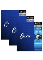3 Pack! Elixir Light 10-46 Electric Nickel Plated Strings Polyweb 12050