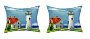 Pair of Betsy Drake Chatham MA Lighthouse No Cord Pillows