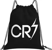 CR7 Drawstring Ronaldo Midi Bag | 36x30cm Sports Backpack, Black, 36x30cm