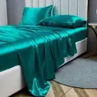 Satin Fabric Queen Size BedSheets Set Flat Sheet Pillowcase BedSet Bedsheet Sets