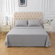 Dream in Comfort - Gray Double Bed Sheet Set, 1500TC 130GSM Ultra Soft Microfiber Bedding, Durable, Wrinkle Resistant, Fade Resistant, Fitted Sheet & Flat Sheet & 2 Pillowcases (4pcs, Double)