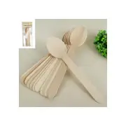 Natural Wooden Spoons x 12 Cutlery Wood Rustic Wedding Party Table Eco Utensils