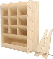 MINAOLULUS Wooden Pen Holder Organizer Rack for Art Supplies Markers Colored Pencils Versatile Storage for Office Classroom Home Decor Engaging Project for Boys and Girls Stylish Design