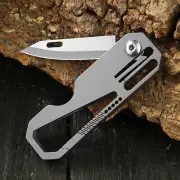 Mini Titanium Portable Keychain Carabiner Folding Knife Outdoor EDC Multi Tool