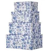 Blue and white Porcelain Storage Boxes, Photos Storage Boxes with Lids 4 in 1...