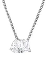 Bloomingdale's Fine Collection Certified Lab Grown Diamond Toi et Moi Pendant Necklace in 18K White Gold, 2.22 ct. t. w.