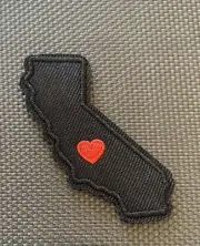 California State Map And Heart Embroidered Iron On Sew On Patch NEW
