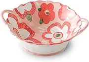 Soup Bowls with Handles Noodle Ramen Curry Bowl,Soup Bowl,Floral Pattern Ceramic Ramen Bowl,Large Rice Bowl,Udon Noodle Bowl,Microwave Safe-red-20x16.5x8cm,600ml(Color:Red)