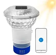 Pool Chlorine Floater,Solar Remote Control Chlorine Dispenser - Easy Opening & Adjustable Release Chlorinator with Colorful Lights, Outdoor Decorations