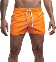 [Aosufei] Men's Adjustable Drawstring Casual Shorts Quick Dry Solid Color Beach Shorts Elastic Waist Stretchy Trunks