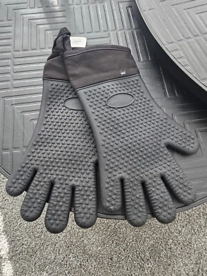Silicone BBQ Heat Resistant Gloves Grill Pot Holder Cooking Grip Oven Mits Black