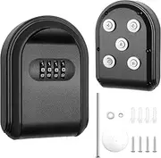 Coldairsoap Magnetic Key Holder with Lock, Magnet Key Lock Box Hidden Under Car, Secure 4-Digit Combination with Resettable Code For for Indoor, Outdoor Store Car Key, Door Key (Black)