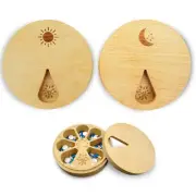 AM&PM Set of 2 Wood Weekly Pill Organizer for Medicine Vitamin 2 Times a DayA...