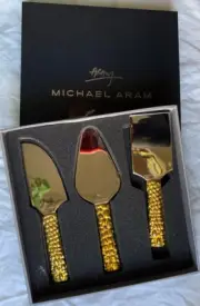 Michael Aram Safari Cheese Knife Set 3 Pieces NEW Chunky Gold Animal Print