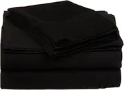 American Linen PureCare Luxurious Ultra-Soft 1000 Thread Count Egyptian Cotton Sheet Set Black Solid 4 Pieces Queen Bed Sheets,29 Inches Deep Pocket