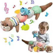 TUMAMA Baby Toys 0-6 Months - Tummy Time Musical Plush Otter Toy with Crinkle Paper Rattle Soft Activity Sensory Toy for 3 4 5 6 12 Months Old Boys and Girls
