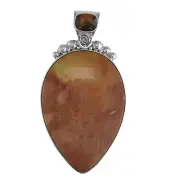 Offerings Sajen 925 Sterling Silver Hand-Crafted Large Mookaite & Garnet Pendant
