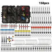 158Pcs Fishing Swivels Kit High-Strength Fishing Tackle Box with Barrel S4E1