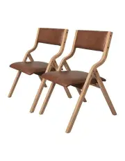 [Levede] 2x Vintage Folding Dining Chairs in Tan
