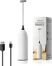 Handheld Coffee Frother,USB-Rechargeable Hand Frother,Adjustable Handheld Milk Frother for Cappuccinos, Hot Chocolate, Milkshakes, Egg Mix (RL-White Black01)