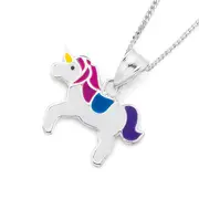 Sterling Silver Multi-colour Unicorn Pendant