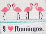 I Love Flamingos Hand Painted Needlepoint Canvas